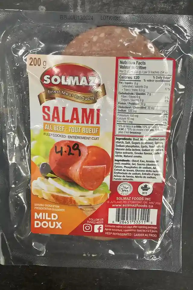 Solmaz Beef Salami (Fully Cooked) | WeDoHalal Edmonton